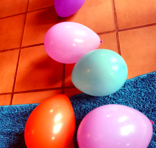 Geburtstag, Dorfbewohnerin, Luftballons, Golahinha, Portugal,
