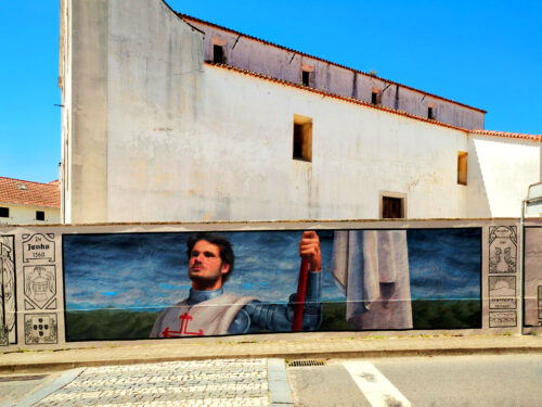 Cernache do Bomjardim, Gemälde an Kirchenmauer, Batalha, Lisboa, Goladinha, Portugal