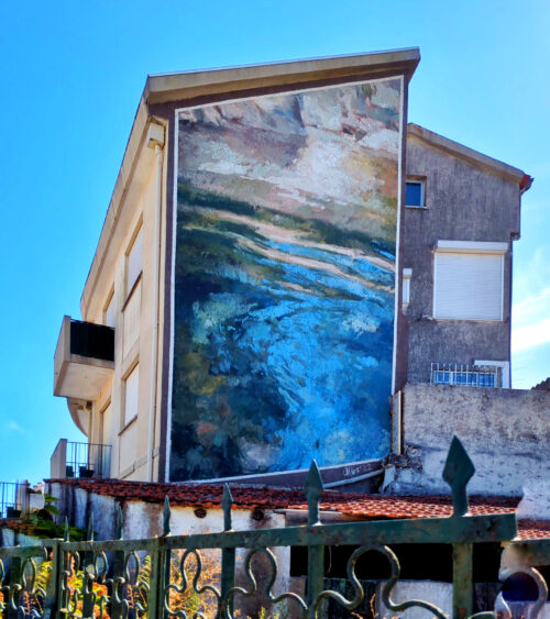 Figueiro dos Vinhos, Gemälde, Hausfassade, nahe Markt, Goladinha, Portugal