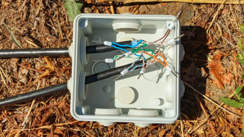 Internetkabel durchtrennt, Störungen nach Verdrillen, Aderendhülsen, Goladinha, Portugal
