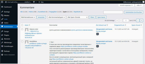 Kommentare, Blog. Spam. Schadprogramme, Viren, Goladinha, Portugal