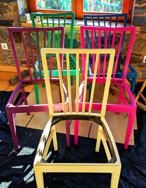 Stühle, 70er Jahre, Familiennachlass, bunt, Goladinha, Portugal