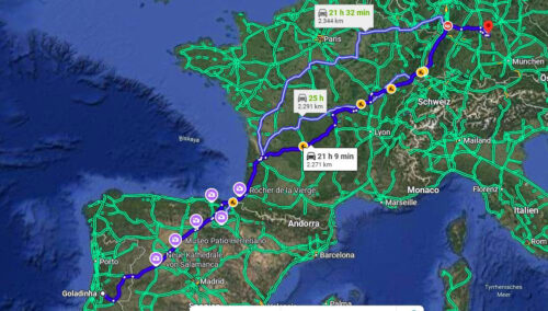 Fahrt nach Deutschland, DE. immer NORD-OST, Goladinha, Portugal